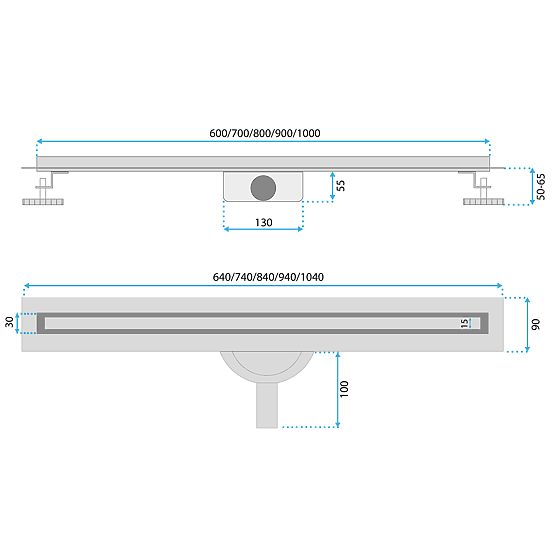 Scarico lineare REA NEOX SLIM PRO rame spazzolato 100