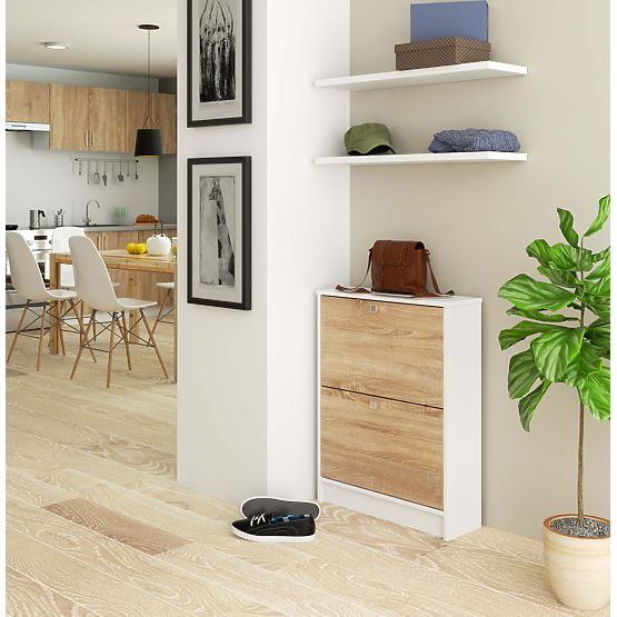 SCARPIERA 2 ANTE A RIBALTA BIANCO / ROVERE SONOMA