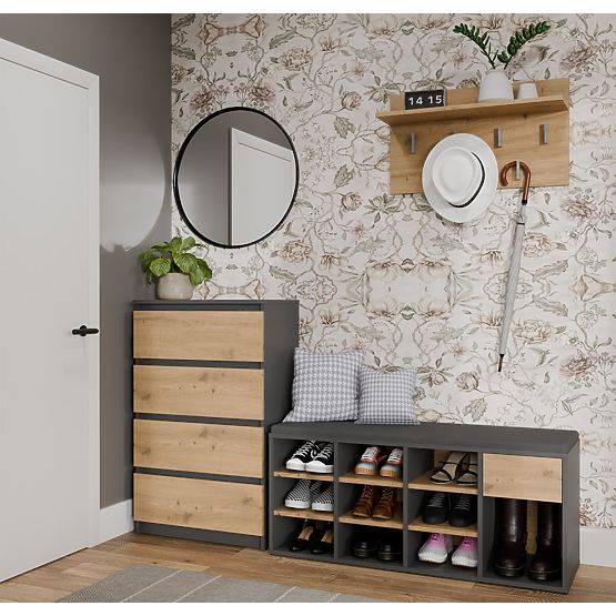 Scarpiera aperta TALLIN ANTRACITE ROVERE ARTISAN per ingresso