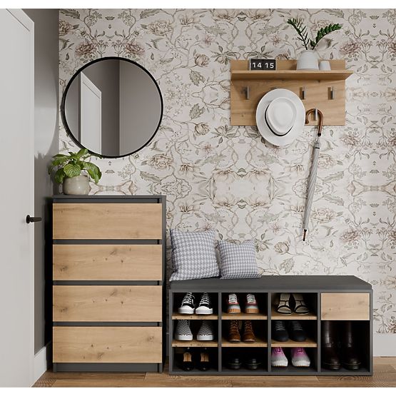 Scarpiera aperta TALLIN ANTRACITE ROVERE ARTISAN per ingresso