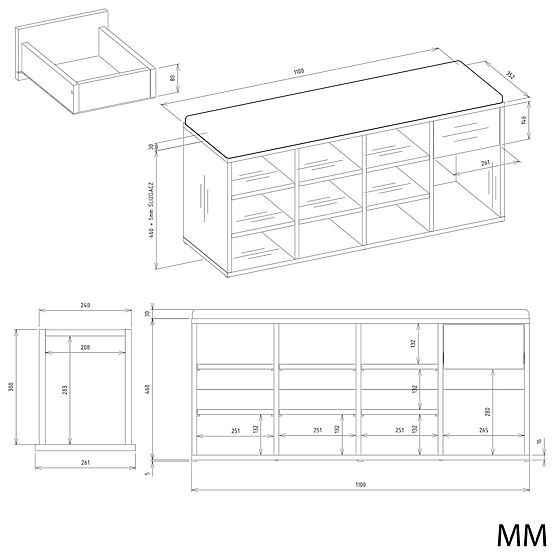 Scarpiera aperta TALLIN ANTRACITE ROVERE ARTISAN per ingresso