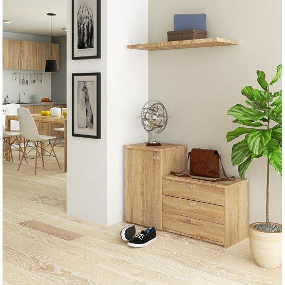 Scarpiera S16 con comò 3 ante a ribalta - rovere sonoma