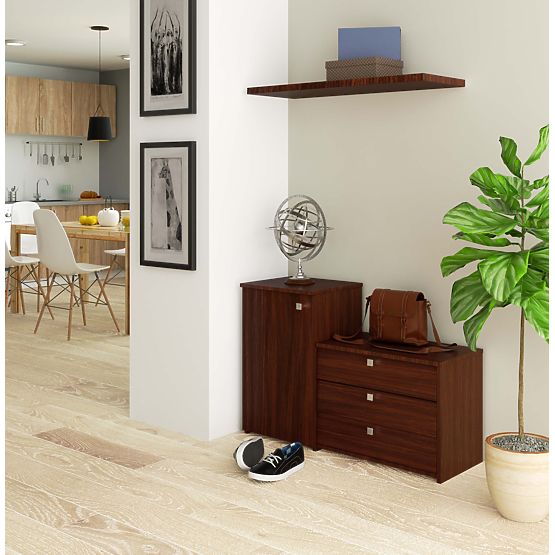 Scarpiera S16 con comò 3 ante a ribalta - wenge