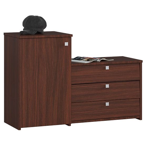 Scarpiera S16 con comò 3 ante a ribalta - wenge