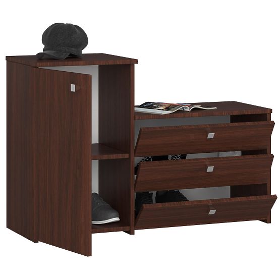 Scarpiera S16 con comò 3 ante a ribalta - wenge