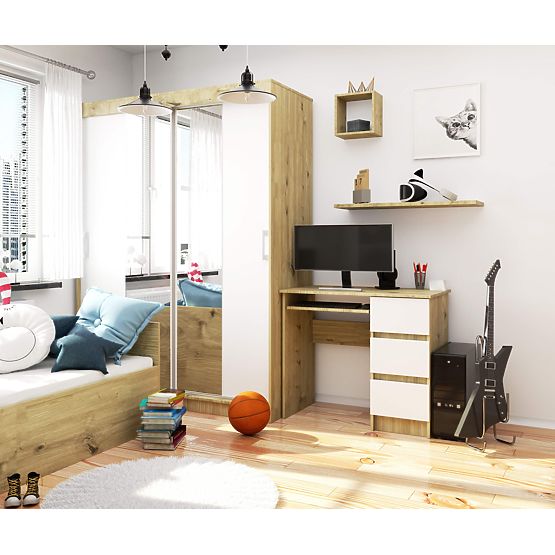 SCRIVANIA A-6 CLP ROVERE ARTIGIANO / BIANCO DESTRA