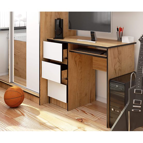 SCRIVANIA A-6 CLP ROVERE CRAFT / BIANCO SINISTRA