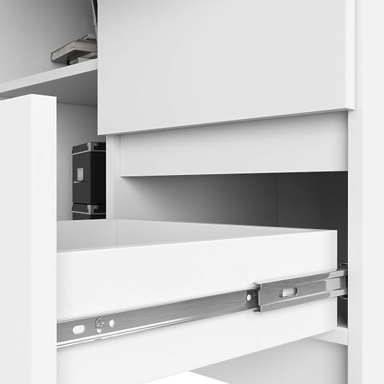 SCRIVANIA ANGOLARE B16 124 cm DESTRA 3 CASSETTI PK BIANCA