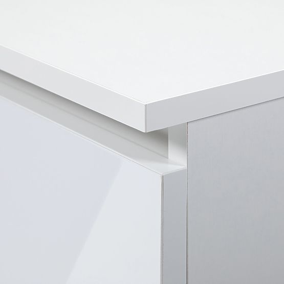 SCRIVANIA ANGOLARE B16 124 cm DESTRA 3 CASSETTI PK BIANCO / BIANCO LUCIDO