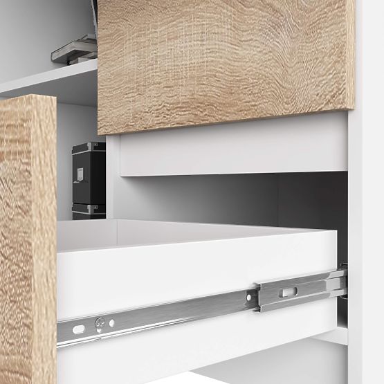 SCRIVANIA ANGOLARE B16 124 cm DESTRA 3 CASSETTI PK BIANCO / SONOMA