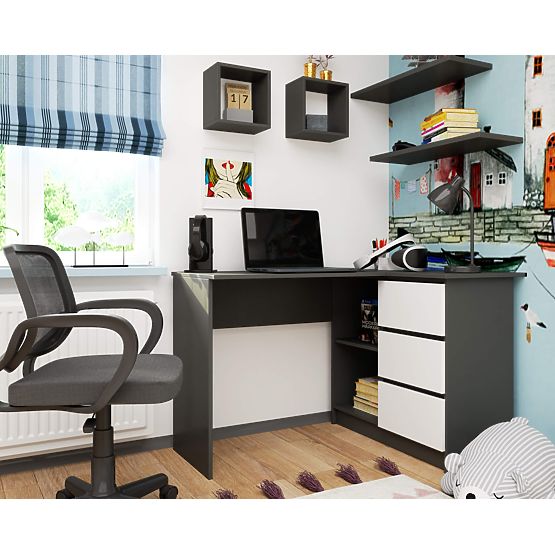 SCRIVANIA ANGOLARE B16 CLP DESTRA GRIGIO GRAFITE / BIANCO