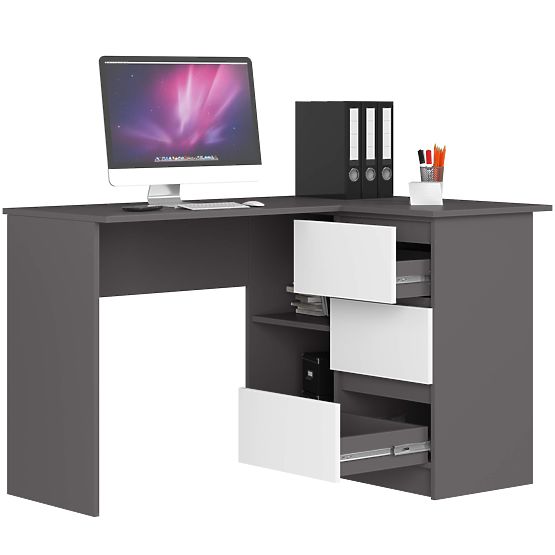 SCRIVANIA ANGOLARE B16 CLP DESTRA GRIGIO GRAFITE / BIANCO