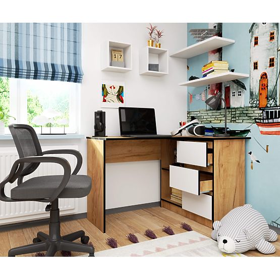 SCRIVANIA ANGOLARE B16 CLP DESTRA ROVERE CRAFT / BIANCO