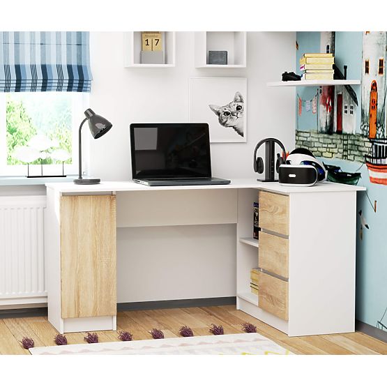 SCRIVANIA ANGOLARE B20 CLP DESTRA PK BIANCO / SONOMA