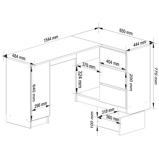 SCRIVANIA ANGOLARE B20 CLP DESTRA PK BIANCO / SONOMA