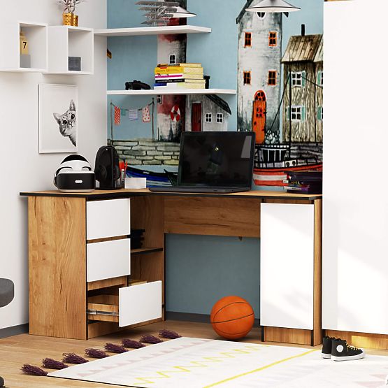 SCRIVANIA ANGOLARE B20 CLP SINISTRA PK ROVERE CRAFT / BIANCO