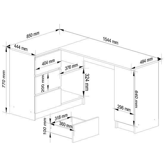SCRIVANIA ANGOLARE B20 CLP SINISTRA PK SONOMA