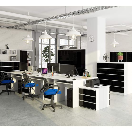 SCRIVANIA CLP 135cm PK BIANCO / NERO LUCIDO