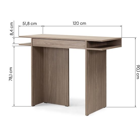 Scrivania/console con cassetto Kanso, rovere perlato