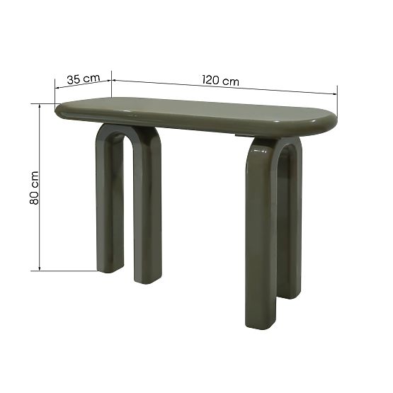 Scrivania/console Flambe 120 cm, verde/grigio, lucida