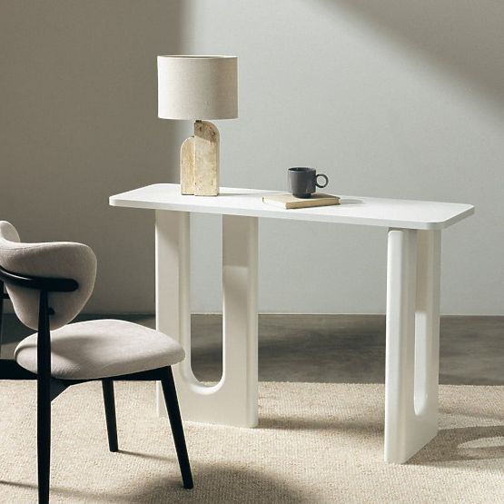 Scrivania/Consolle Lichi 120 cm, bianca, archi