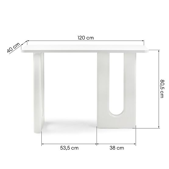 Scrivania/Consolle Lichi 120 cm, bianca, archi