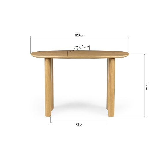 Scrivania/Consolle Oriento 120 cm, impiallacciatura di rovere naturale