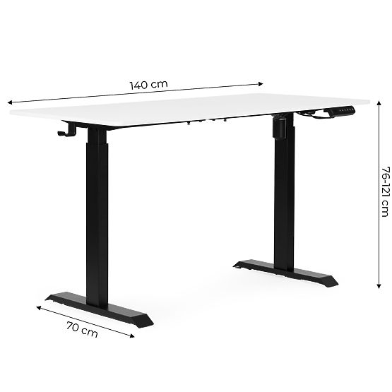 Scrivania elettrica regolabile 140x70 cm, altezza regolabile 76-121 cm ModernHome