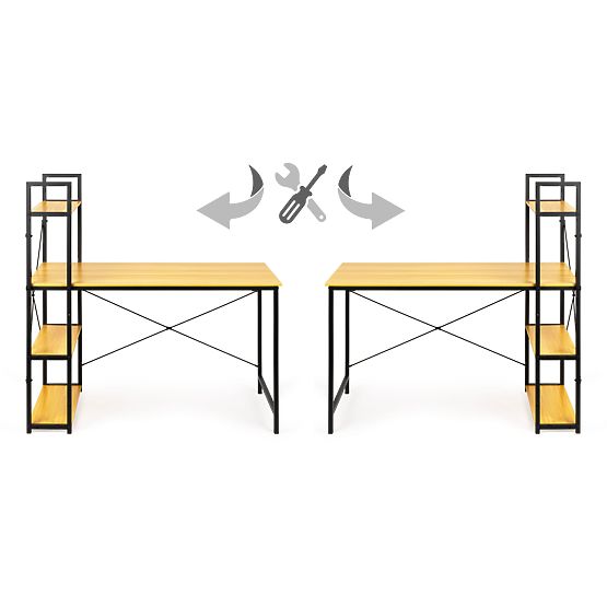 Scrivania in legno con scaffali loft