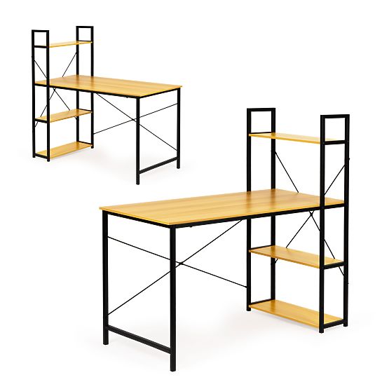 Scrivania in legno con scaffali loft