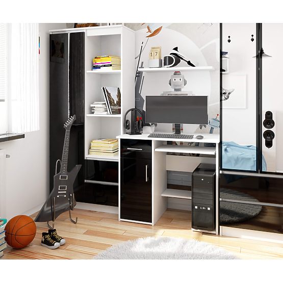 SCRIVANIA JAY PK BIANCO / NERO LUCIDO