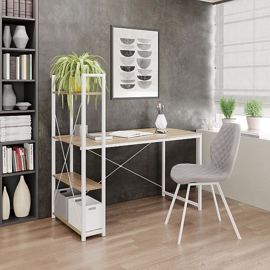 Scrivania NARVIK B1 bianco/rovere sonoma