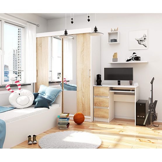 SCRIVANIA PER COMPUTER A-6 90 cm SINISTRA BIANCO / SONOMA