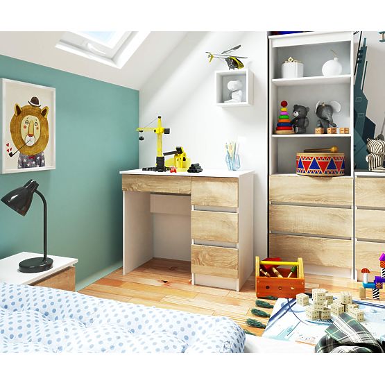 SCRIVANIA PER COMPUTER A-7 90 cm DESTRA PK BIANCO / SONOMA