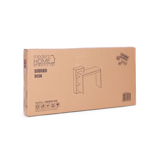 Scrivania per computer bianco-grigia con scaffale a 4 ripiani