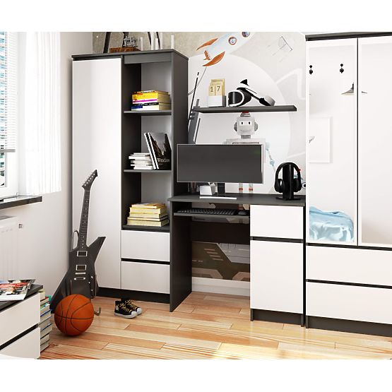 SCRIVANIA PER COMPUTER PIKSEL PK GRIGIO / BIANCO - DESTRO