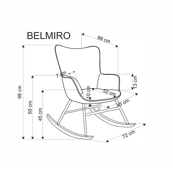 Sedia a dondolo BELMIRO - velluto a coste grigio