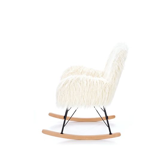 Sedia a dondolo in pelliccia sintetica AUSTIN - crema