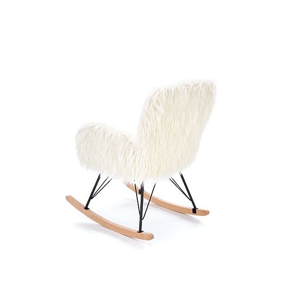 Sedia a dondolo in pelliccia sintetica AUSTIN - crema