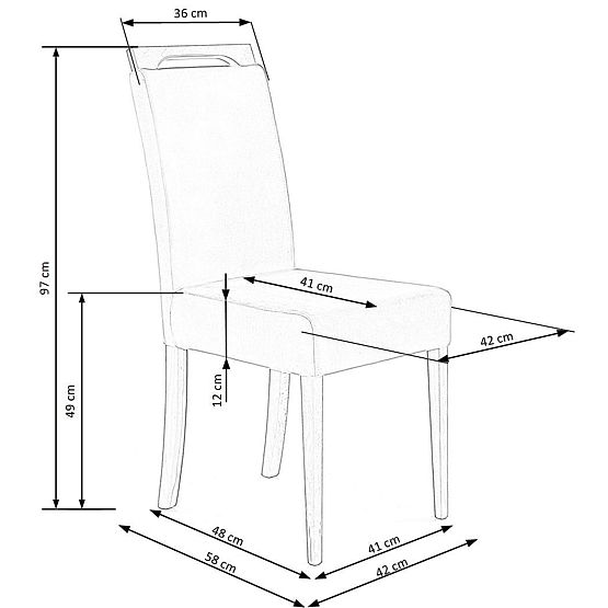 Sedia CLARION 2 nera / rivestimento: MONOLITH 85 (cenere) (1p=2pz)