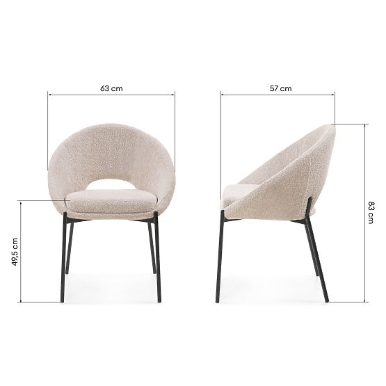 Sedia con foro nello schienale Luigi beige/gambe nere