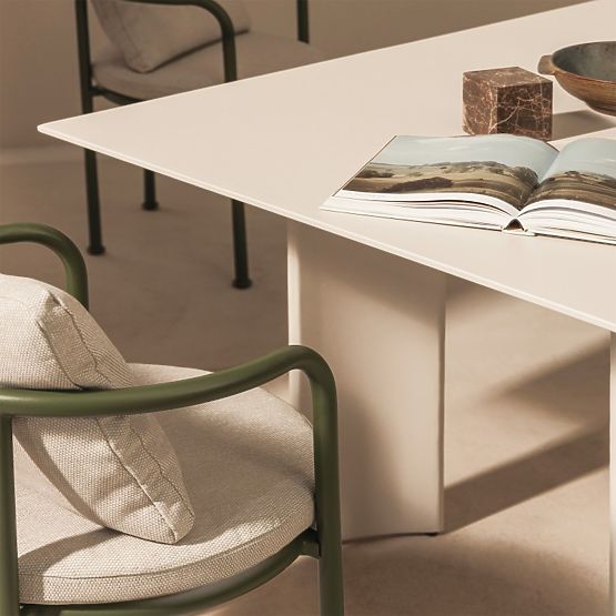 Sedia da giardino Amarello in alluminio, beige chiaro/verde, arrotondata