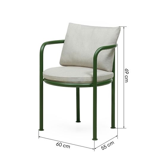 Sedia da giardino Amarello in alluminio, beige chiaro/verde, arrotondata