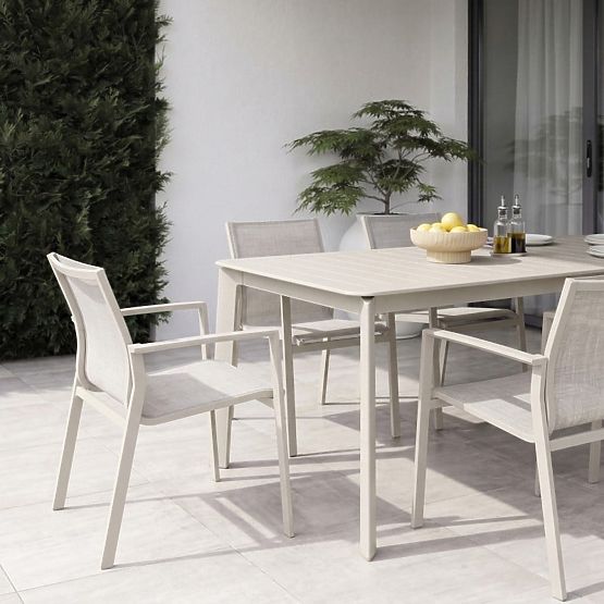 Sedia da giardino Canelli in alluminio, beige chiaro