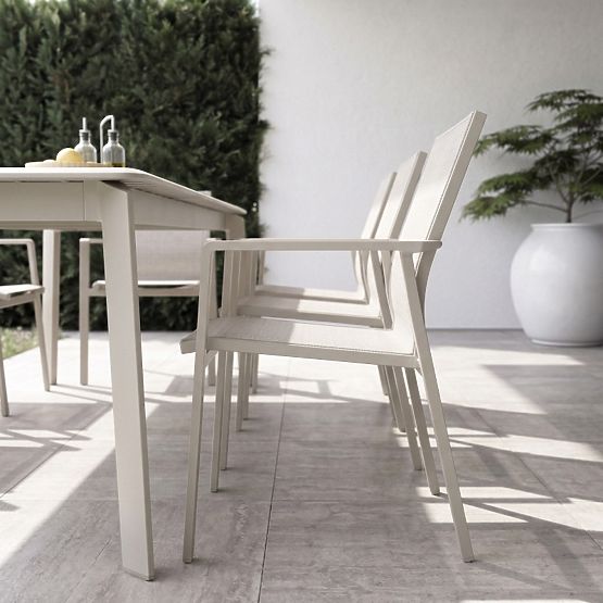 Sedia da giardino Canelli in alluminio, beige chiaro