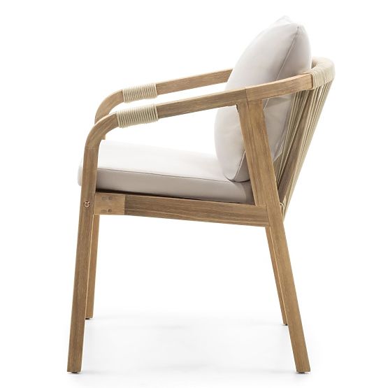 Sedia da giardino Castello con intreccio, legno di acacia FSC, aspetto teak, beige