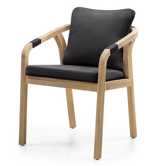 Sedia da giardino Castello con intreccio, legno di acacia FSC, effetto teak, grigio scuro