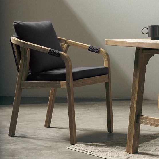 Sedia da giardino Castello con intreccio, legno di acacia FSC, effetto teak, grigio scuro