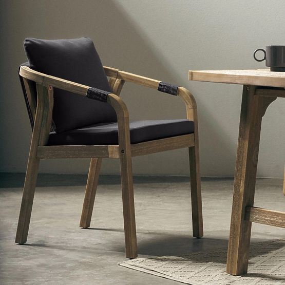 Sedia da giardino Castello con intreccio, legno di acacia FSC, effetto teak, grigio scuro