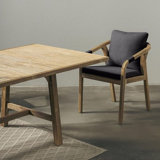 Sedia da giardino Castello con intreccio, legno di acacia FSC, effetto teak, grigio scuro